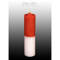 Świeca cofająca czerwono - biała (wosk naturalny) 11 x 3 cm