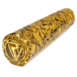 Orgonitowa różdżka do masażu z żółtym awenturynem + symbol Manipura (11 cm)